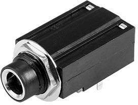 MJ-63012G, Phone Connectors audio jack, 6.35 mm, horizontal, 2 conductor, through hole, 1 switch w/ nut MJ-63012G, Phone Connectors audio jack, 6.35 mm, horizontal, 2 conductor, through hole, 1 switch w/ nut