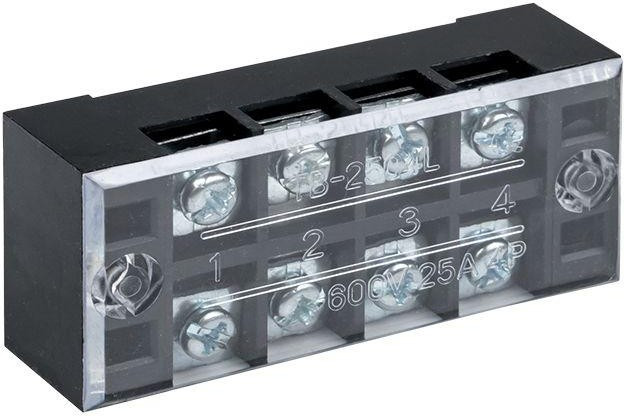 Терминал клеммный TB-2504 до 2.5мм2 25A 4 клеммные пары Терминал клеммный TB-2504 до 2.5мм2 25A 4 клеммные пары