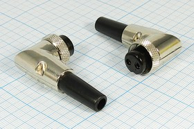 Разъем микрофонный MIC16 розетка, контакты 2P, монтаж на кабель, М16, MC904-2P