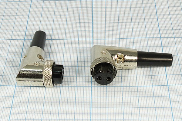 Разъем микрофонный MIC16 розетка, контакты 2P, монтаж на кабель, М16, MC904-2P