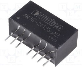 AM3G-2412S-NZ, DC/DC, 3Вт, вх.18:36В, вых.12В/0.25А, SIP8 AM3G-2412S-NZ, DC/DC, 3Вт, вх.18:36В, вых.12В/0.25А, SIP8