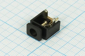 Разъем питания DC розетка, d2.5 D5.5, 3C, ON-OFF, на плату, угловой, DJK-15B