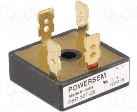 PSB36T/08, Диодный мост: однофазный, Urmax: 800В, If: 30А, Ifsm: 500А, THT