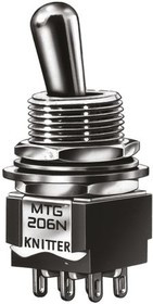 MTG206P, Переключатель: тумблер; Пол: 3; DPDT; ON-OFF-ON; 6A/125ВAC; 6A/6ВDC