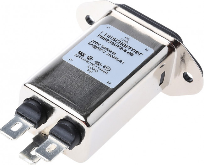 FN9233UF2-6-06, AC Power Entry Modules 6A SURGE PROTECT wide mounting flange