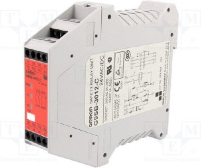 G9SB-3012-C, Модуль: реле безопасности, G9SB, 24ВDC, 24ВAC, IN: 2, Монтаж: DIN