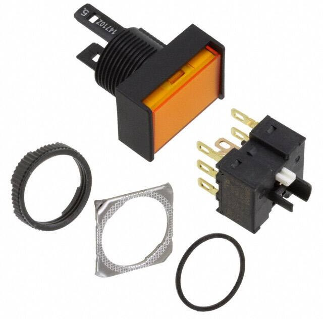 A165-JYM-2, Pushbutton Switches DPDT MOM RECT YELLOW IP65