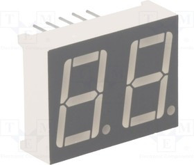 FYD-5621BUHR-21, Дисплей: LED, 7-сегментный, 14,2мм, 0,56", II.зн: 2, красный, анод