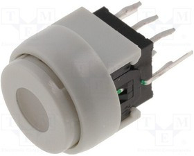 PB6136FBL-13, Переключатель: клавиатура, Пол: 2, DPDT, 0,1A/30ВDC, белый, LED