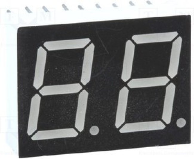 LDD056AAG-101, Дисплей: LED, 7-сегментный, 14,22мм, 0,56", II.зн: 2, зеленый, 6мкд