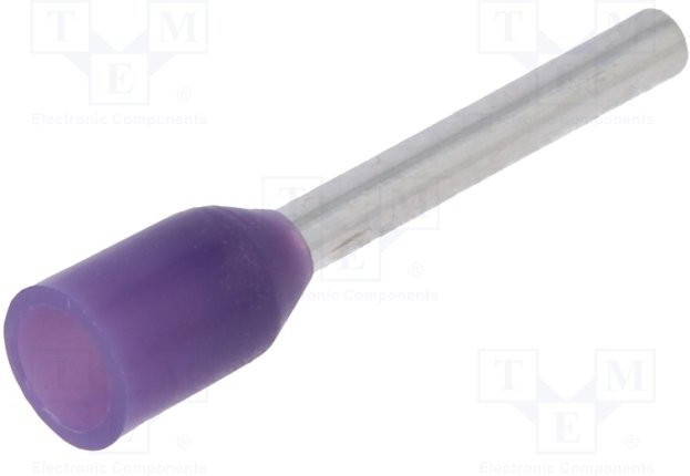 TUL-RI-00208, Втулочный, изолированный, медь, Изоляция полиамид, 0,25мм2, 8мм