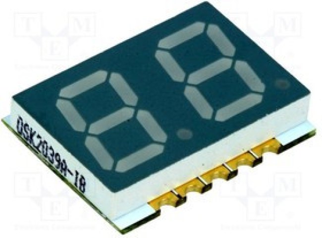 OSK2039A-LY, Дисплей: LED, 7-сегментный, 10мм, 0,39", II.зн: 2, желтый, 5-15мкд