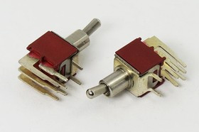 Рычажный переключатель (тумблер), 220В, 1.5А, переключение ON-ON, d 5.0, металлический, контакты 6PF, SMTS-202-2C3