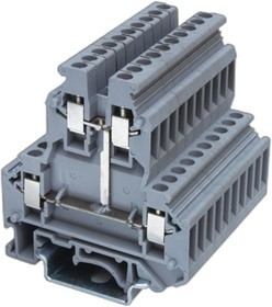 KRUK-3-PV, Клемма двухуровневая , винтовой зажим, 4 точки подключения, 2.5 кв.мм, серая