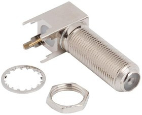 222128-11, RF Connectors / Coaxial Connectors F RIGHT ANGLE JACK PCB W/NUT AND WASHER