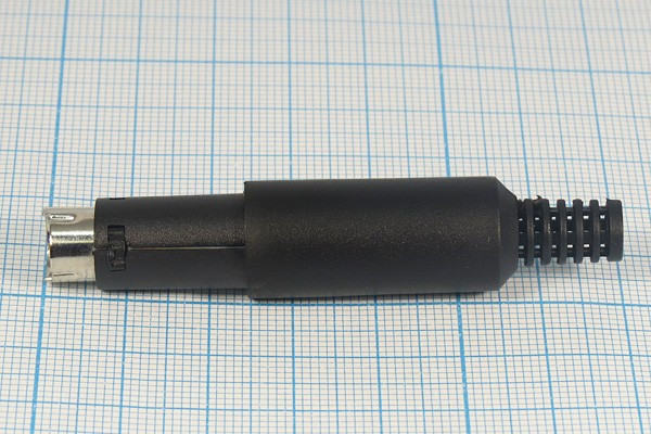 Штекер miniDIN с пластиковым хвостом, на кабель, на восемь контактов; №590 штек miniDIN\ 8P\каб\пл хвост\\[S-VHS]\
