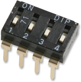 MCEIR-04, DIP / SIP переключатель, 4 схем(-а), Ползунок, Сквозное Отверстие, SPST, 24 В DC, 25 мА