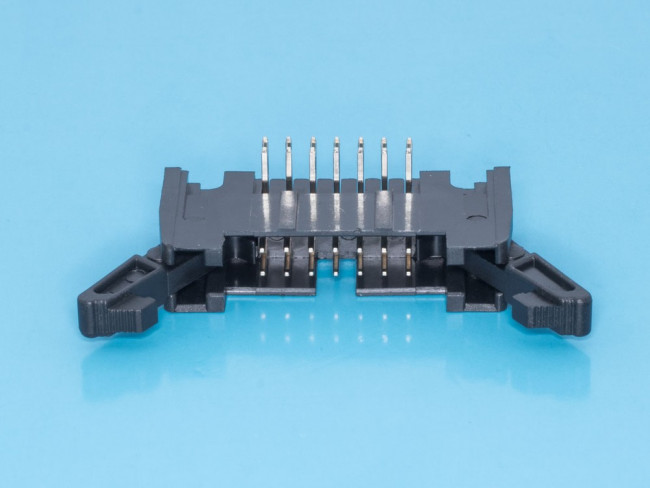 SCM-14R, Разъем IDC 2х7 вилка на плату, шаг 2.54мм, с защелками, прямой угол