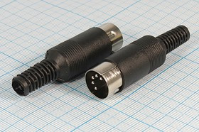 Разъем DIN 5P[45] вилка, на кабель, пластик хвост, AP-362-C