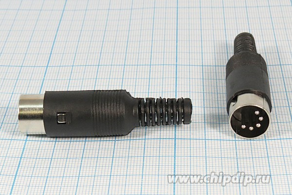 Разъем DIN 5P[45] вилка, на кабель, пластик хвост, AP-362-C