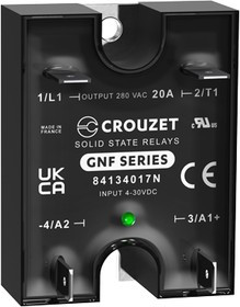 84134017N, Реле: полупроводниковое; Uупр: 4-30ВDC; 25А; 24-280ВAC; -40-80°C 84134017N, Реле: полупроводниковое; Uупр: 4-30ВDC; 25А; 24-280ВAC; -40-80°C