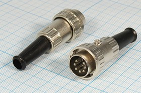 Штекер DIN, 7 контактов, на кабель, байонет; №9205 штек DIN\ 7P[45/41]\каб\пл хвост\B17\