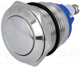 V19-10-S, Переключатель антивандальный, 1, SPST-NO, 2A/36VDC, IP65, 19мм