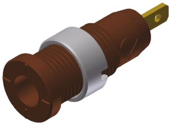 975455705, Brown Female Banana Socket, 2mm Connector, Tab Termination, 10A, 1000V ac/dc, Gold Plating