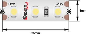 DesignLed Лента светодиодная LUX, 3528, 120 LED/м, 9,6 Вт/м, 12В, IP65, Холодный белый (6000K) 002765