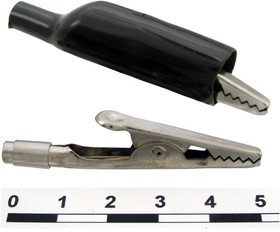 8-0031 black, Зажим-крокодил 8-0031 с резьбовым гнездом 8-12 UNC, 10 мм, 5 А, черный