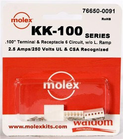 76650-0091, Headers &amp; Wire Housings KK-100 Connector Kit Recep and term 6Ckt