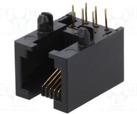 RJJU66125E3H011, Гнездо, RJ12, PIN: 6, Кат: 5, Конф: 6p6c, THT, угловой