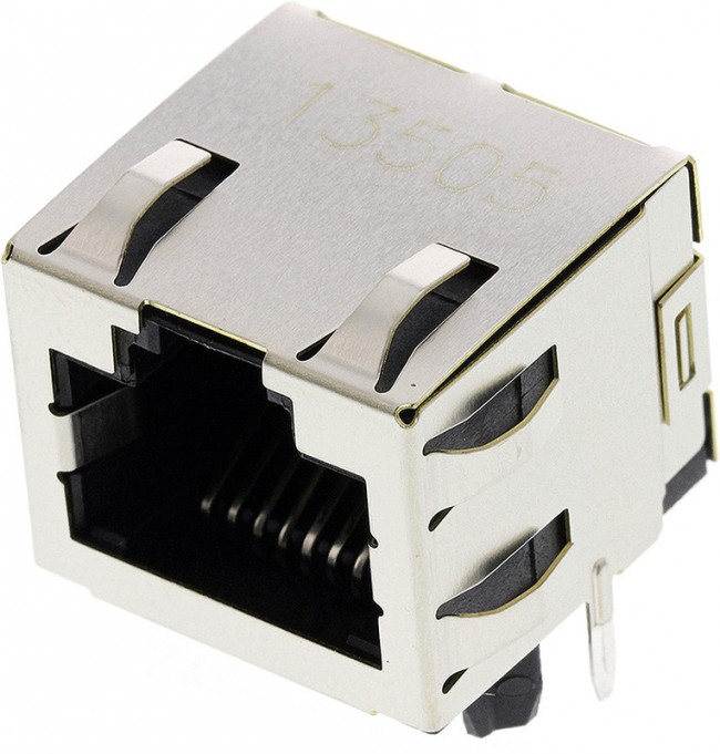 1-406541-1, Розетка 8P8C (RJ45) на плату экранированная