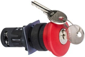 Кнопка красная грибовидная с ключом 1нз+1но