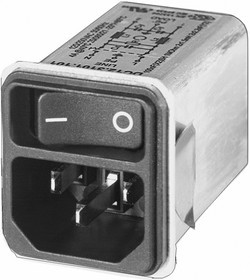 DC12.4102.101, 6A, 250 V ac Male Snap-In Filtered IEC Connector DC12.4102.101