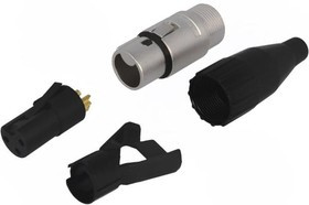 AC3F-AU, XLR Connectors 3 Pole XLR Cable Connector Female Gold Plated Stamped Contacts Nickel Finish
