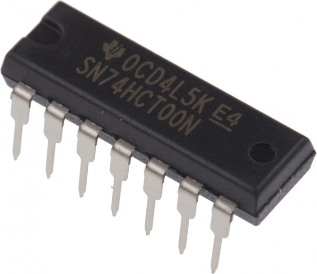 SN74HCT00N, (ЛА3), 4 элемента 2И-НЕ КМОП кристалл, DIP14 SN74HCT00N, (ЛА3), 4 элемента 2И-НЕ КМОП кристалл, DIP14