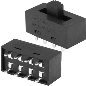 KBB10, Движковый переключатель , 14х30х21 мм, 8 контактов, 10 А, 250 В