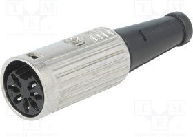 600-0700, Разъем DIN Аудио / Видео, 7 контакт(-ов), Гнездо, Монтаж на Кабель, Пайка