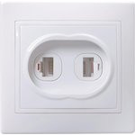 EIK10-K01-DM, КВАРТА Розетка двойная компьютерная и телефонная белая