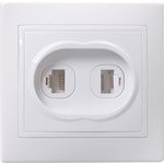 EIK10-K01-DM, КВАРТА Розетка двойная компьютерная и телефонная белая