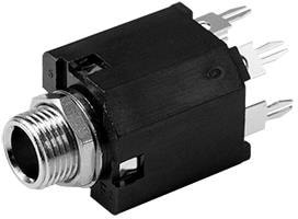 SJ-63083A, Phone Connectors audio jack, 6.35 mm, vertical, 3 conductor, through hole, 0 switches, w/ nut SJ-63083A, Phone Connectors audio jack, 6.35 mm, vertical, 3 conductor, through hole, 0 switches, w/ nut