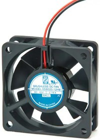 OD6020-24HB, DC Fans DC Fan, 60x60x20mm, 24VDC, 18CFM, 0.09A, 30dBA, 4500RPM, Dual Ball, Lead Wires