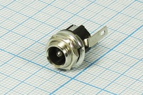 Гнездо питания DC 2.1D5.5, 3 контакта, на панель М8, пластик/металл, с выключением ON-OFFDJK-04A; №1490 гн пит DC 2,1D5,5\3C\\пан М8\плас/ме