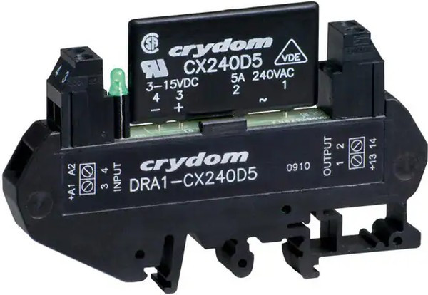 DRA1-CX240D5-B, DRA1-CX Series Solid State Interface Relay, 28 V dc Control, 5 A rms Load, DIN Rail Mount DRA1-CX240D5-B, DRA1-CX Series Solid State Interface Relay, 28 V dc Control, 5 A rms Load, DIN Rail Mount