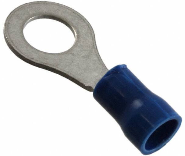34162, Ring Tongue Terminal 14-16AWG Copper Blue 27.69mm Tin Loose