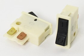 Переключатель клавишный, контакты 4T, 6.3А, ON-OFF, подсветка белая, ВК33