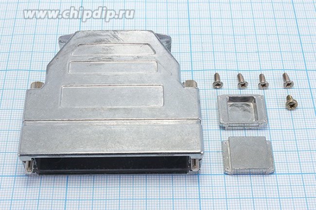 Корпус к разъёму D-SUB 37 контактов без расширения, металлический; №15206 кожух D-SUB\50P\мет\ \винт\\DM-50C\
