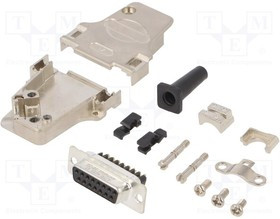 DTPK-P-15-DMS-K, Разъем D-Sub; PIN: 15; вилка; "мама"; пайка; на провод; черный