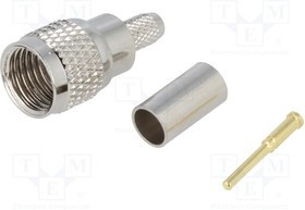 MUHF-001, Вилка, UHF mini, "папа", прямой, RG58, обжим, на провод, позолота